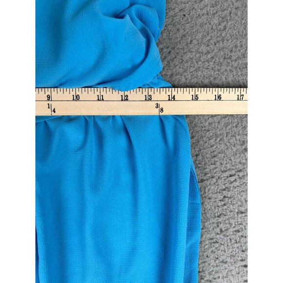 NERLEROLIAN Women Medium Blue Drawstring Adjustable Split Midi Dress Beachy NWT - Picture 3 of 11